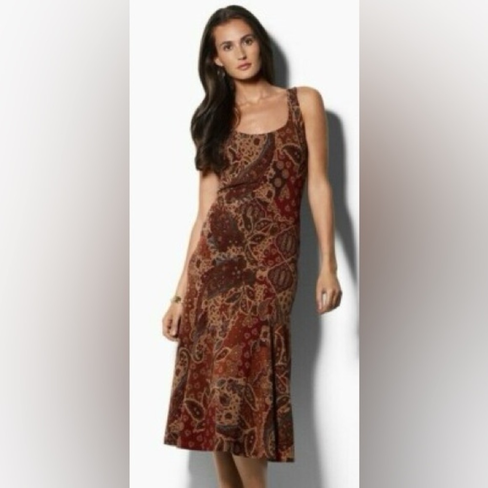 Ralph Lauren Thor brown paisley sleeveless modal jersey midi